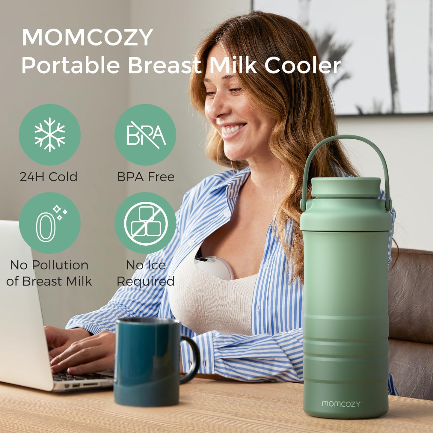 MOMCOZY 22oz Portable Breast Milk Cooler with 24-Hour Chill