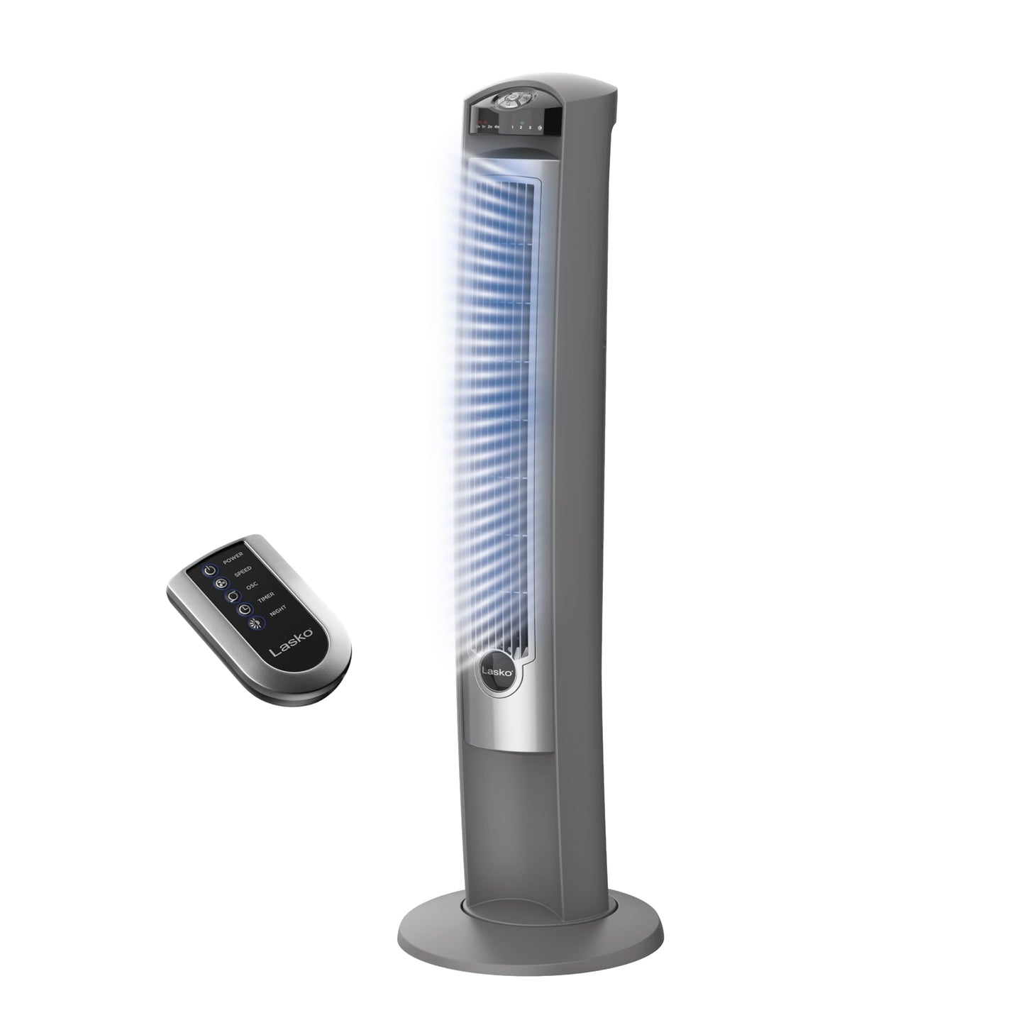 LASKO Oscillating Tower Fan with Remote - 42" Silver