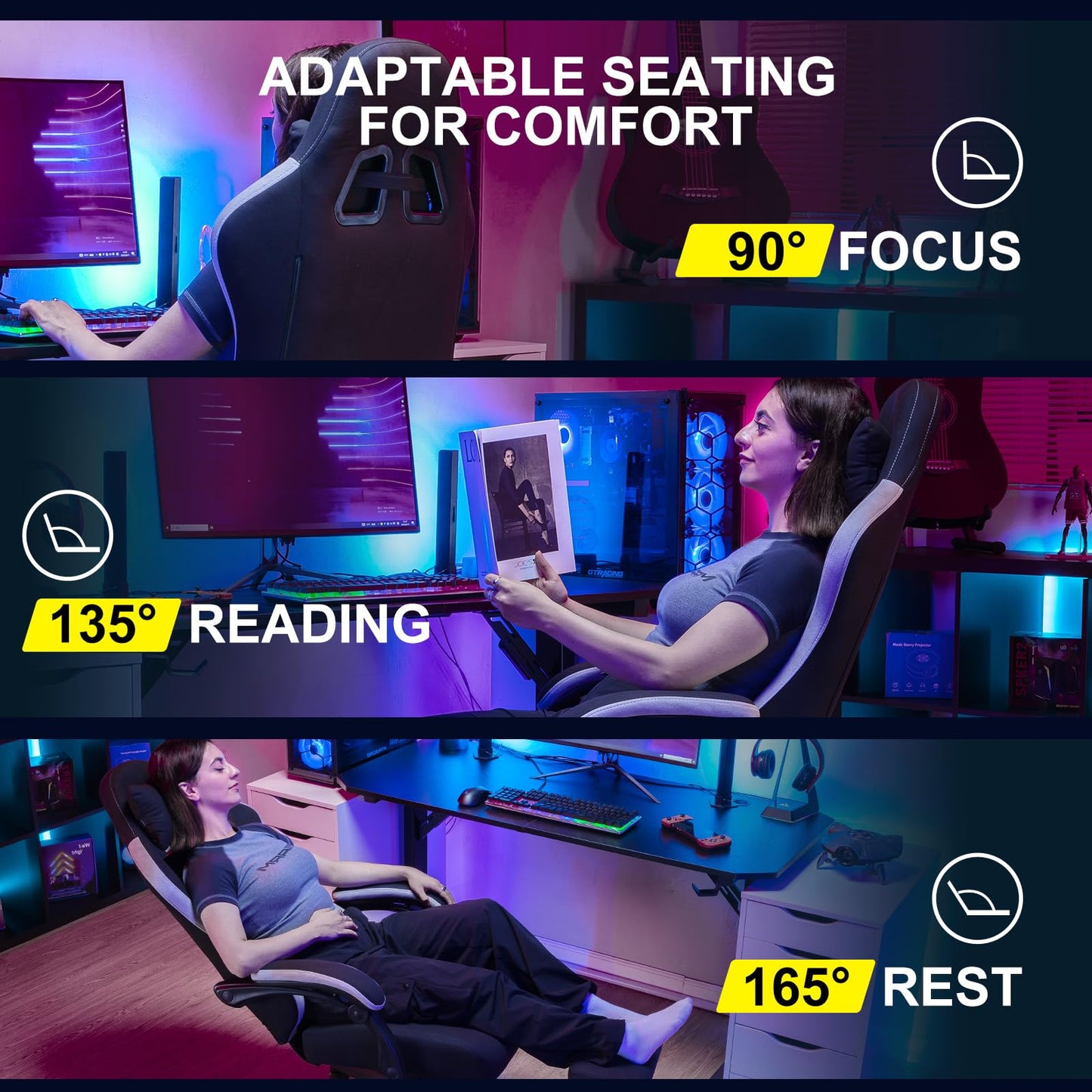 GTPLAYER Gaming Chair with Lumbar Support and Footrest
