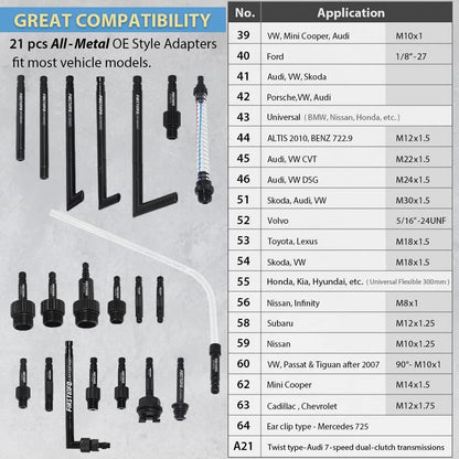 Patented 10L Automatic Transmission Fluid Pump ATF Refill System Dispenser Extractor with 21 Pcs ATF Filler Adapters&Refilling Funnel + Drainer and Refill Kit