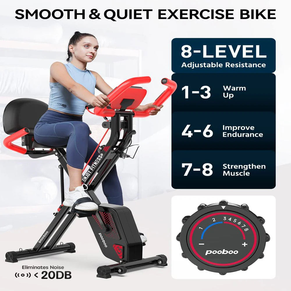Pooboo 3 In 1 Foldable Exercise Bike Indoor Cycling Bike Workout 300Lb