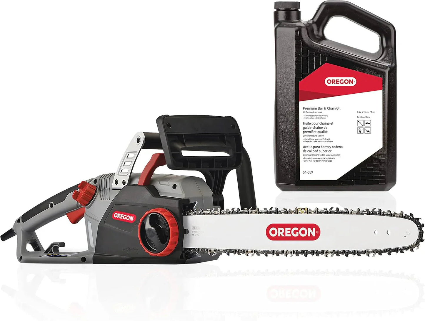 Oregon CS1500 18-inch 15 Amp Self-Sharpening Corded Electric Chainsaw, with Integrated Self-Sharpening System (PowerSharp), 2-Year Warranty, 120V, Grey, Black