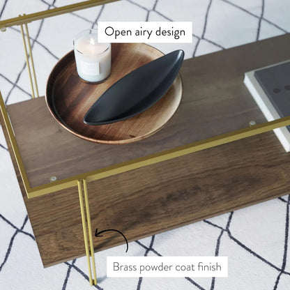 Nathan James Sonia Coffee Table with Storage Shelf, Light Wood/Rattan