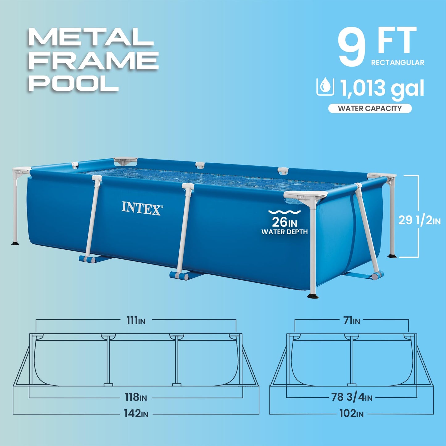 INTEX Rectangular Above Ground Pool with Steel Frame