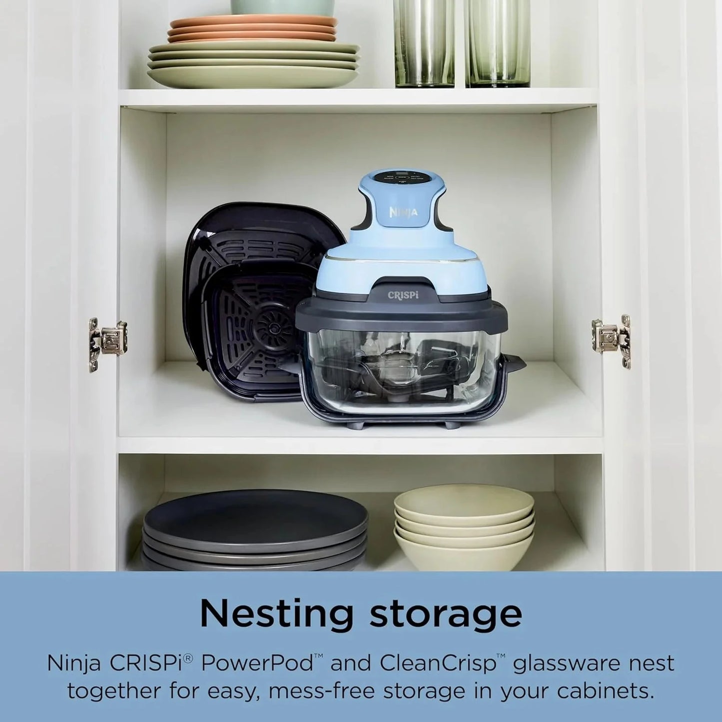 Ninja Crispi 4-in-1 Portable Glass Air Fryer Cooking System, 1500W, 4QT & 6-Cup TempWare Glass Containers with Storage Lids, Microwave, Freezer & Dishwasher Safe