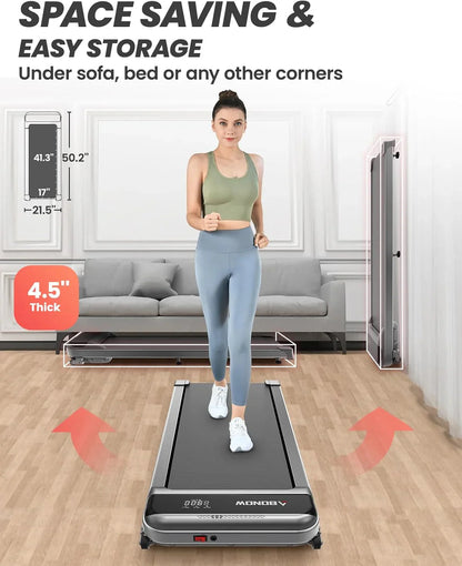 Walking Pad, Under Desk Treadmill with Incline for Home Office 2.5HP Portable Walking Treadmill with 280 Lbs Weight Capacity Walking Machine, Remote Control, LED Display