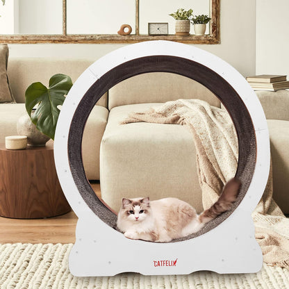 Cat Felix,Cat Wheel, Cat Exercise Wheel for Indoor, Easy Assembled Cat Treadmill for Fitness and Healthy, Cats Loss Weight Device (Pink) (White)