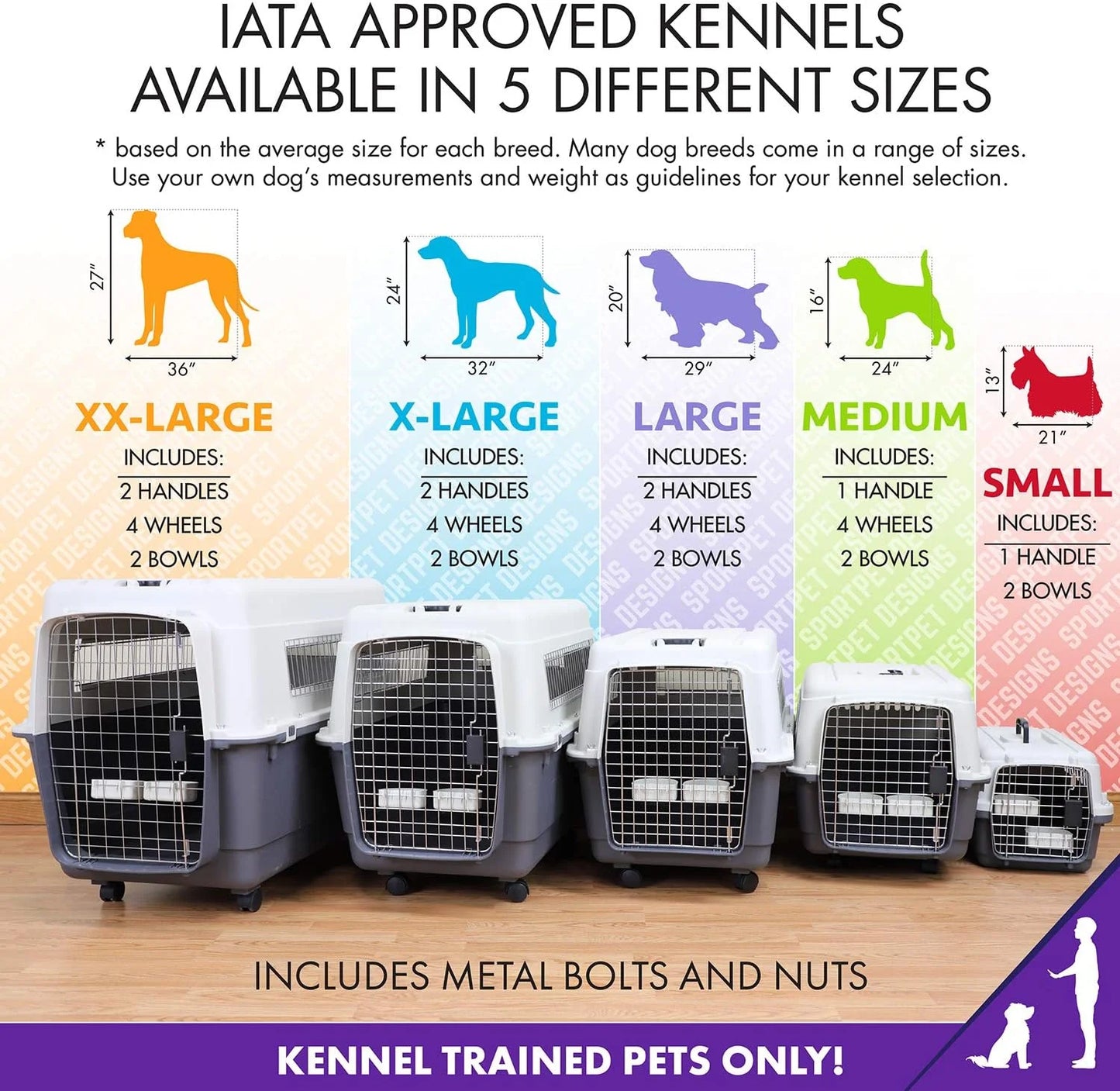 Designs Plastic Kennels Rolling Plastic Airline Approved Wire Door Travel Dog Crate, XXX-Large, Gray