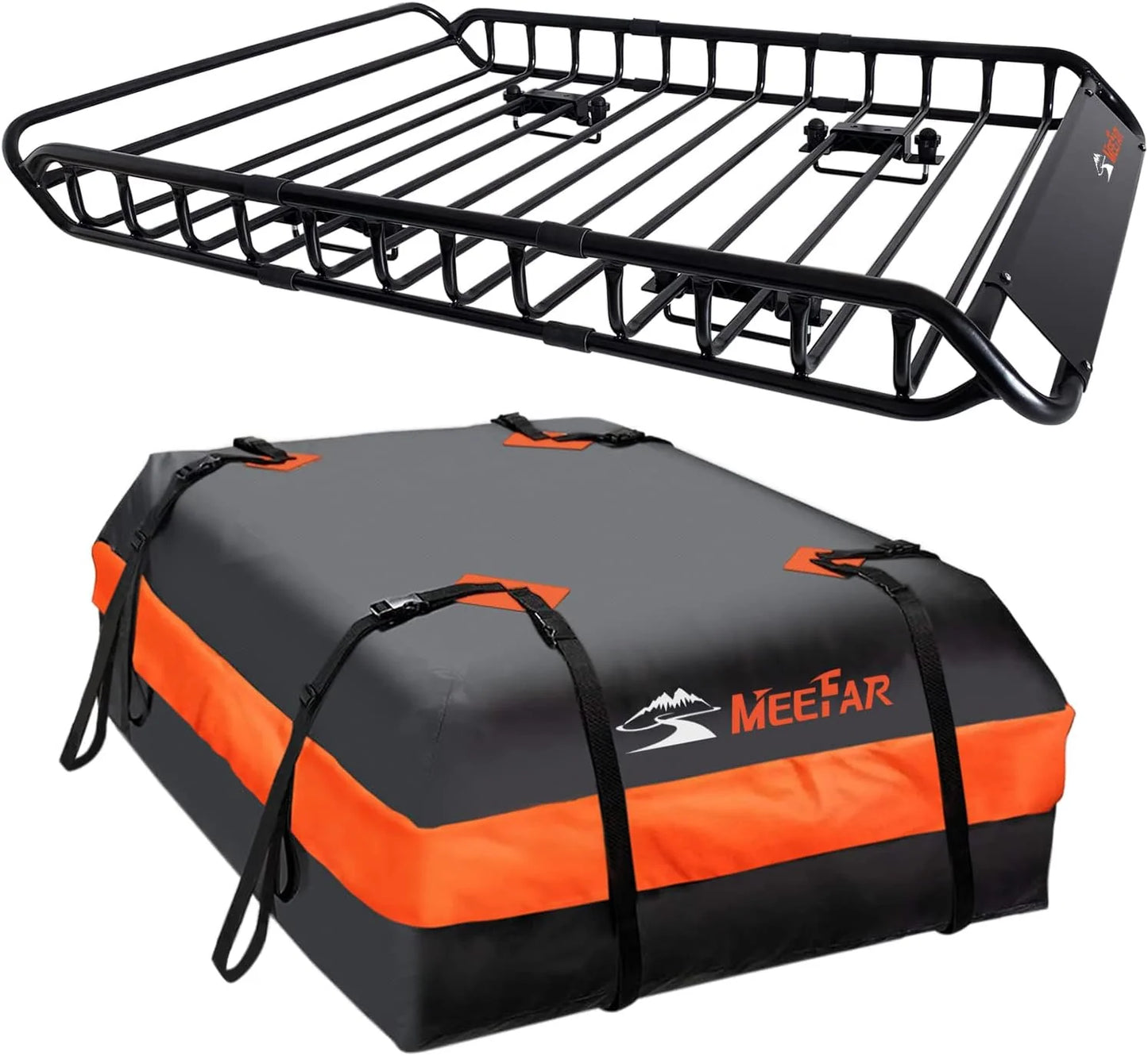 Folding hitch mounted cargo basket 60" With hook stabilizer, net and straps