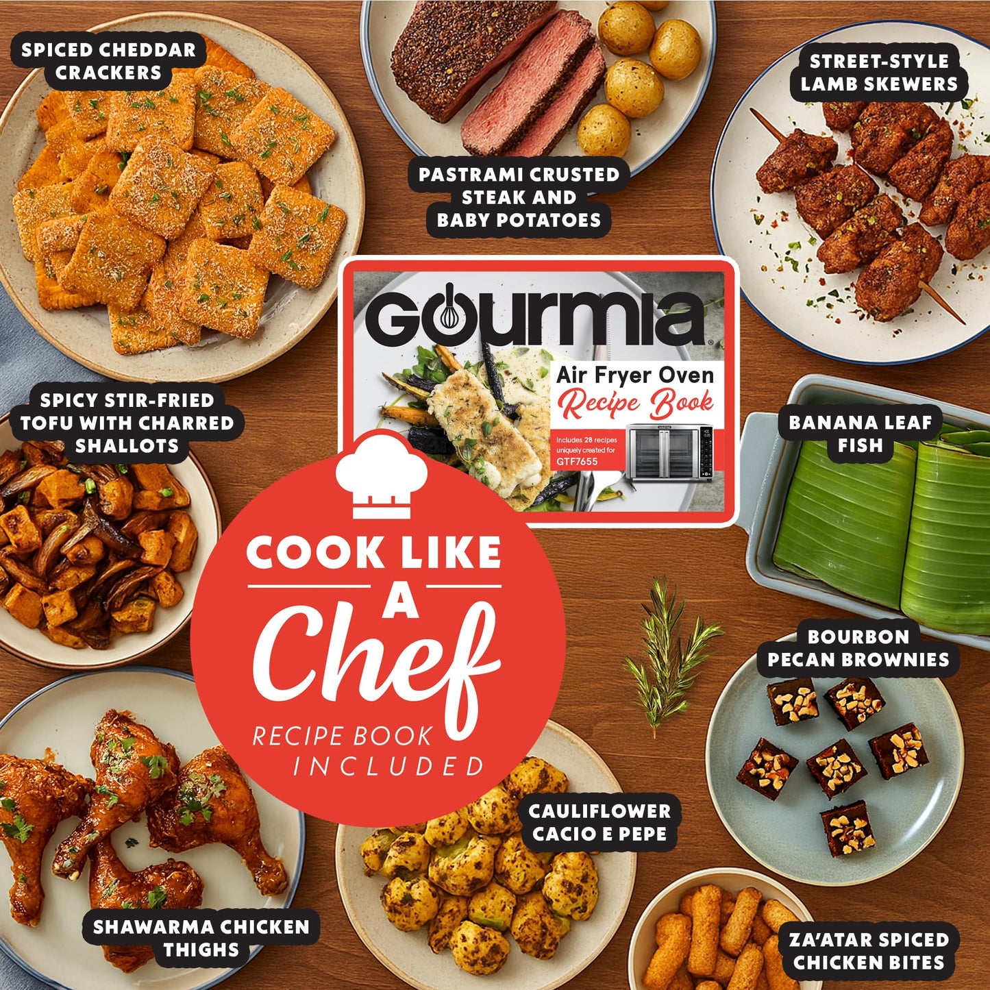 GOURMIA French Door Air Fryer - 25Qt Convection Oven, 17 Presets