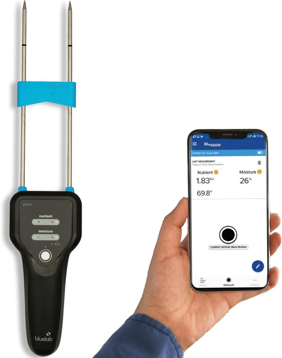 Pulse Meter Water 3-in-1 Moisture/Nutrient (TDS)/Temperature Test Kit for Garden Soil, Coco, and Solution, Ester for Hydroponic System and Indoor Plant Grow, Clear