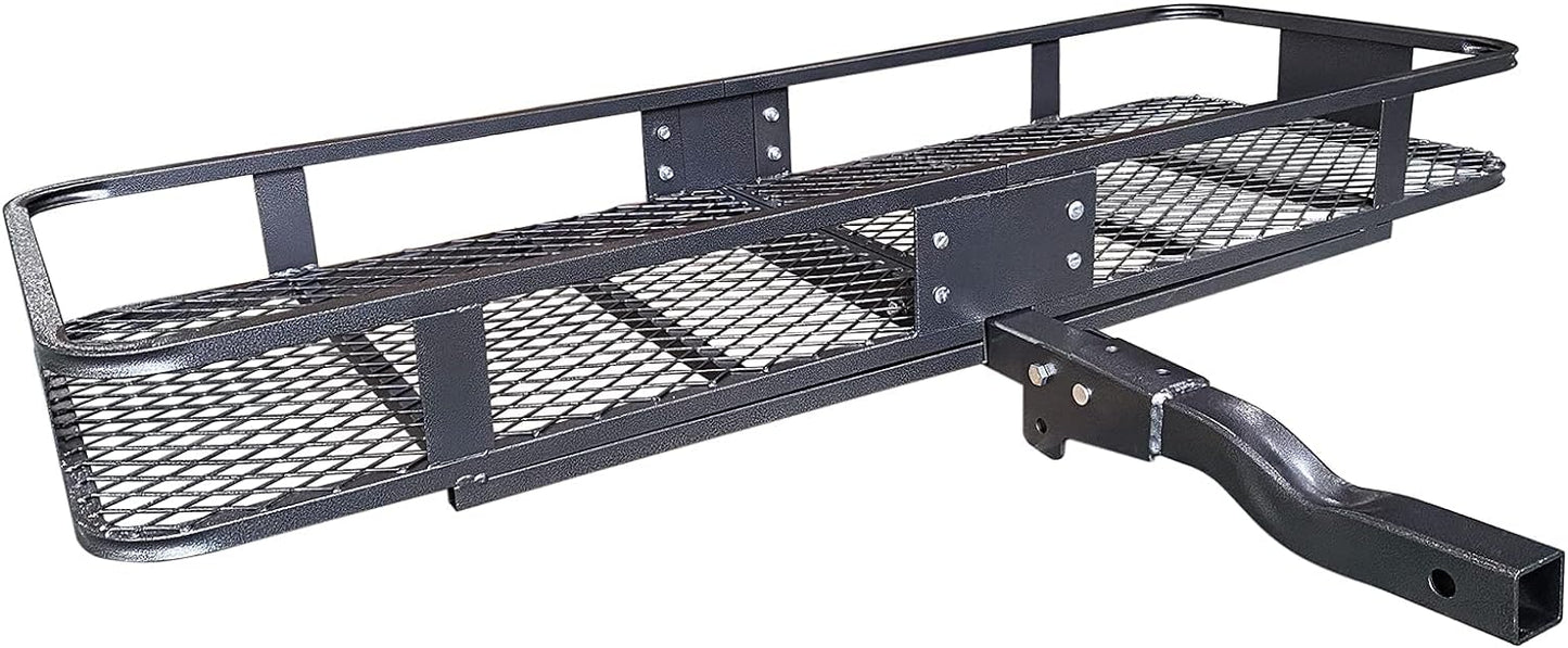 Folding hitch mounted cargo basket 60" With hook stabilizer, net and straps