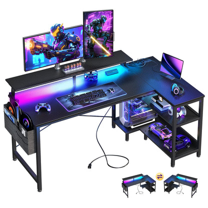 ODK 48 Inch Gaming Desk with USB Ports & LED Lights