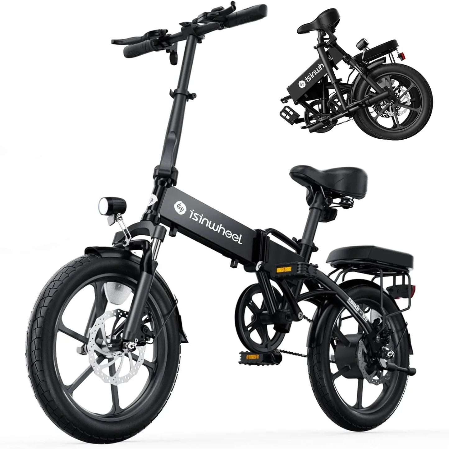 Electric Bike for Adults 500W Motor, 20 mph Folding Ebike, 14"/16"/20" Adults Electric Bicycles with Smart Uphill, 280.8Wh Battery, 25 Miles PAS Range, Mini E Bikes for Adults and Teens-isinwheel