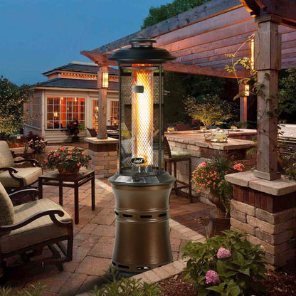 Propane Patio Heater Gas Patio Heater Floor-Standing Outdoor Heater Commercial Patio Heater Round Dancing Flame Wheels Glass Tube Suitable For Balcony Veranda BBQ Party