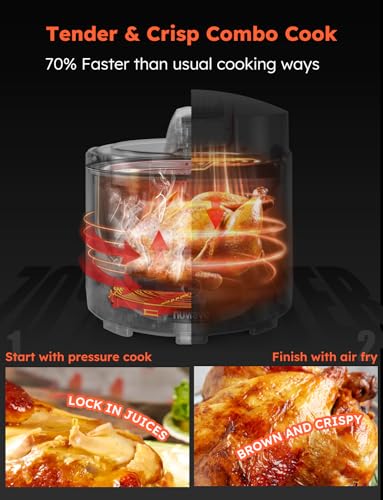 Nuwave Duet Air Fryer and Electric Pressure Cooker Combo with 2 Switchable Lids, 300 FoolProof One Touch Presets, Crisp&Tender Tech, 6QT Heavy duty Stainless Steel Pot, 15 Safety Features : Home & Kitchen