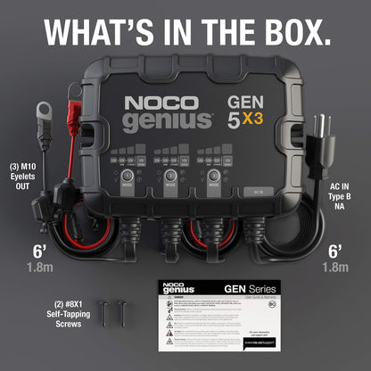 NOCO Genius GEN5X3: 3-Bank 15A Marine Battery Charger