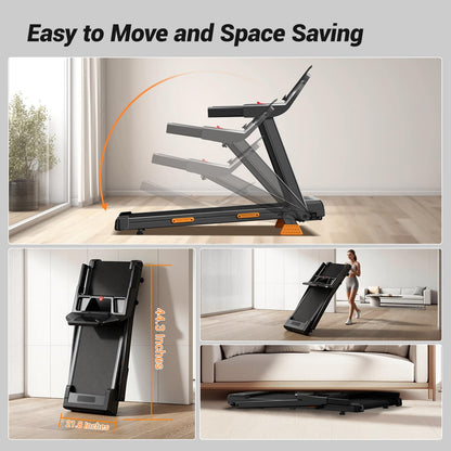 LONTEK Foldable Treadmill with 15% Incline & LED Screen
