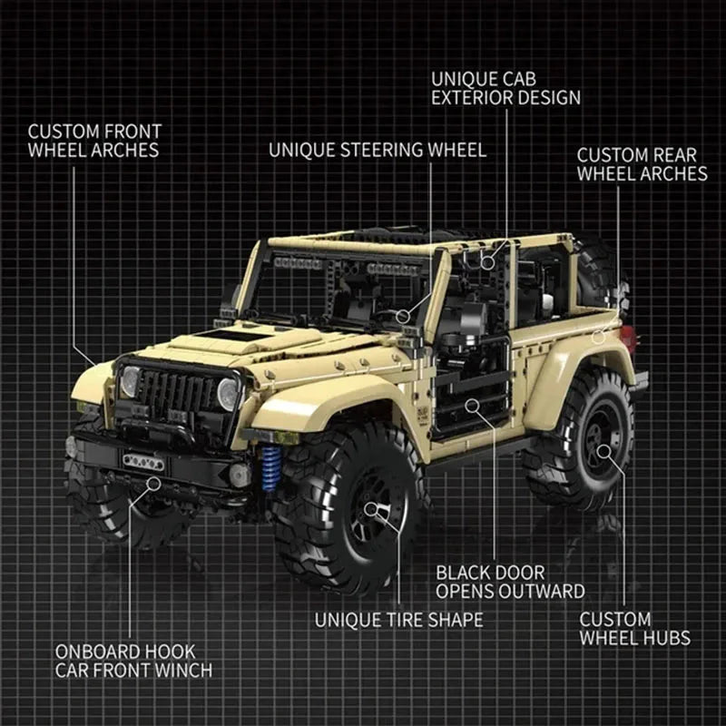 Technical Car Toys The Motorized Wrangler SUV Car Model Building Block Brick Kids Christmas Gift