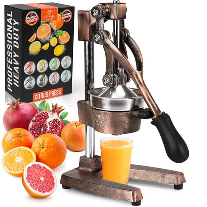 Zulay Kitchen Cast Iron Orange Juice Squeezer Heavy Duty, Easy to Clean, Professional Citrus Juicer Durable Stainless Steel Lemon Squeezer Sturdy Manual Citrus Press & Orange Squeezer (Copper): Home & Kitchen
