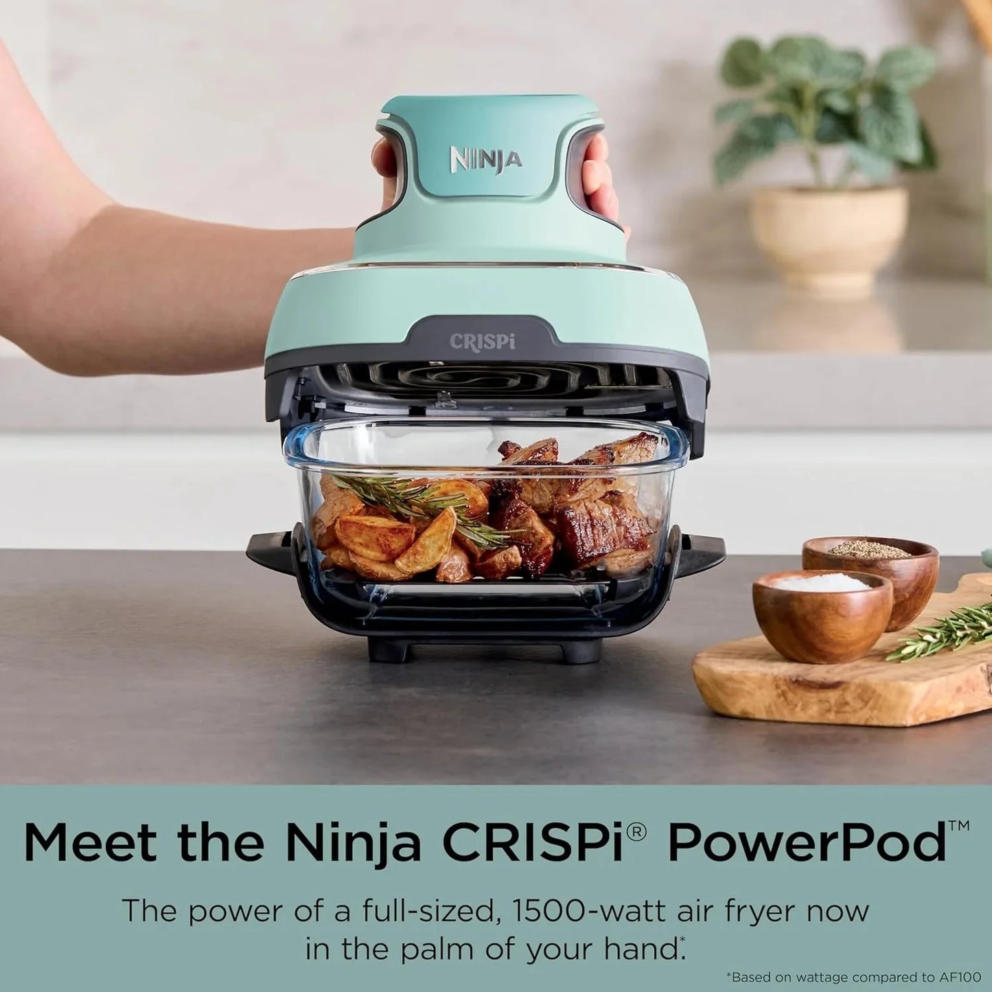 Ninja Crispi 4-in-1 Portable Glass Air Fryer Cooking System, 1500W, 4QT & 6-Cup TempWare Glass Containers with Storage Lids, Microwave, Freezer & Dishwasher Safe