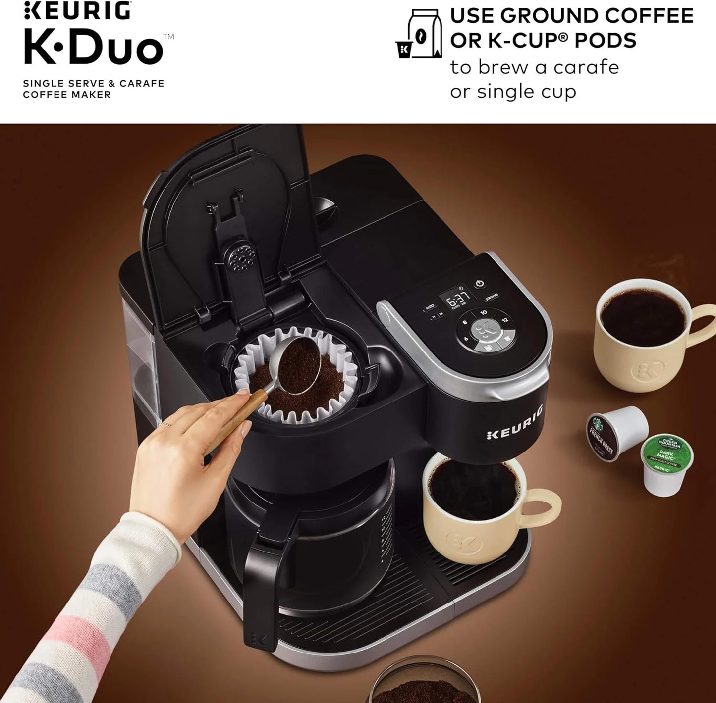 Duo Single Serve K-Cup Pod & Carafe Coffee Maker, Black
