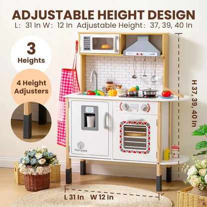 Play Kitchen for Kids - Toy Kitchen Set for Toddlers with Realistic Lights and Sounds, Kids Kitchen Playset with Abundant Toy Food Set