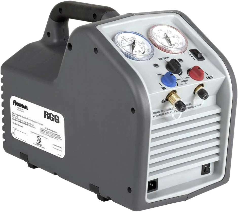 RG6 Portable Refrigerant Recovery Machine - 115V AC, 60 Hz