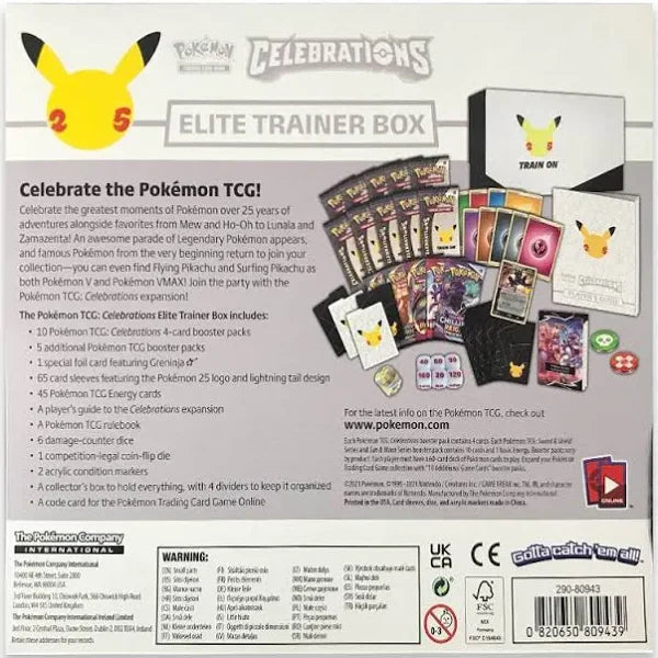 Pokemon Celebrations Elite Trainer Box with 10 Booster Packs, Greninja Foil Card, 65 Sleeves & Energy Cards