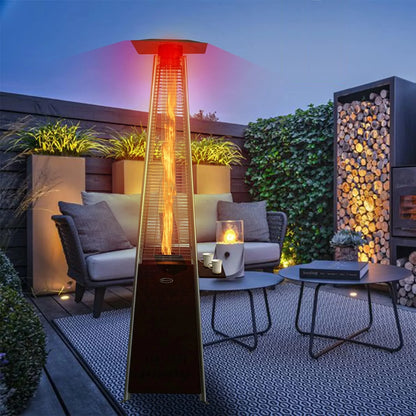 Pyramid Patio Propane Heater48,000 BTU Outdor Patio Flame Heater With Wheels,Waterproof Cover Quartz Glass Tube Propane Heater for Patio, Party, Backyard, Garden, Decoration(Bronze)