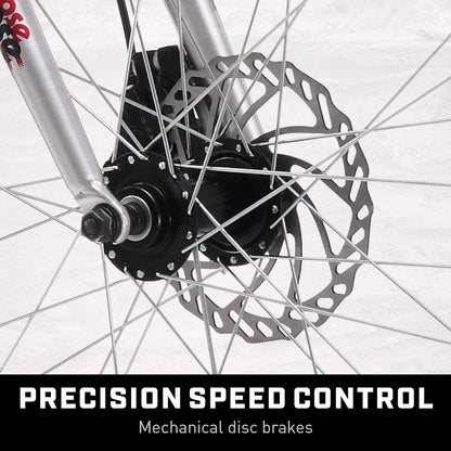 Mongoose Malus Mens and Women Fat Tire Mountain Bike, 26-Inch Bicycle Wheels, 4-Inch Wide Knobby Tires, Steel Frame, 7 Speed Drivetrain, Shimano Rear Derailleur, Disc Brakes