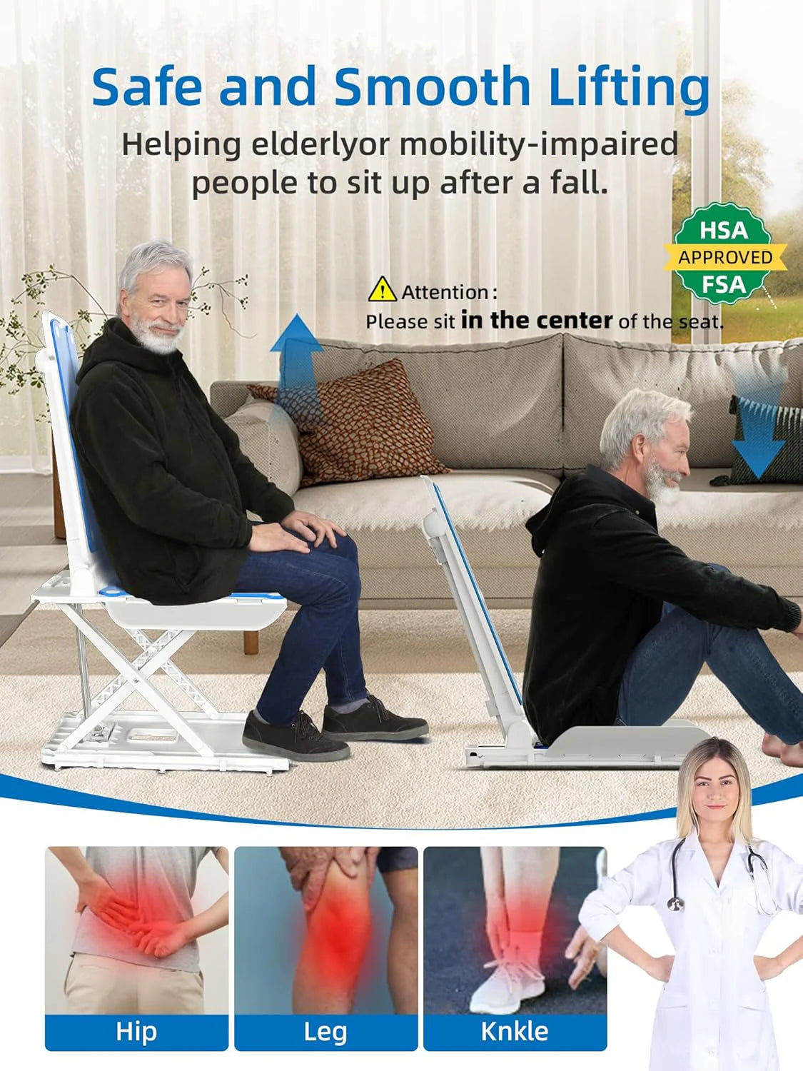 Electric Chair Lift for Elderly, 308lbs Support, Waterproof, Foldable