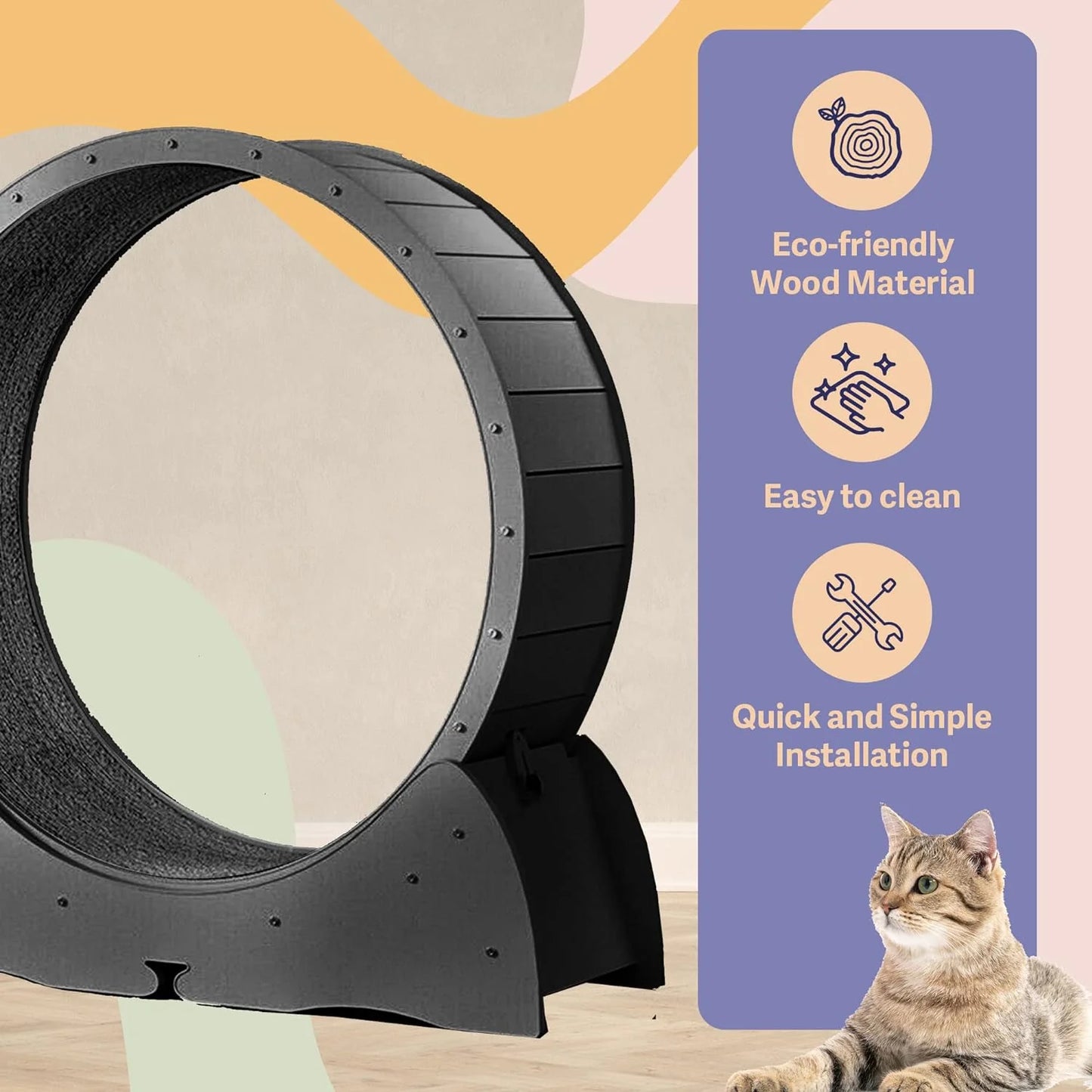 Cat Felix,Cat Wheel, Cat Exercise Wheel for Indoor, Easy Assembled Cat Treadmill for Fitness and Healthy, Cats Loss Weight Device (Pink) (White)
