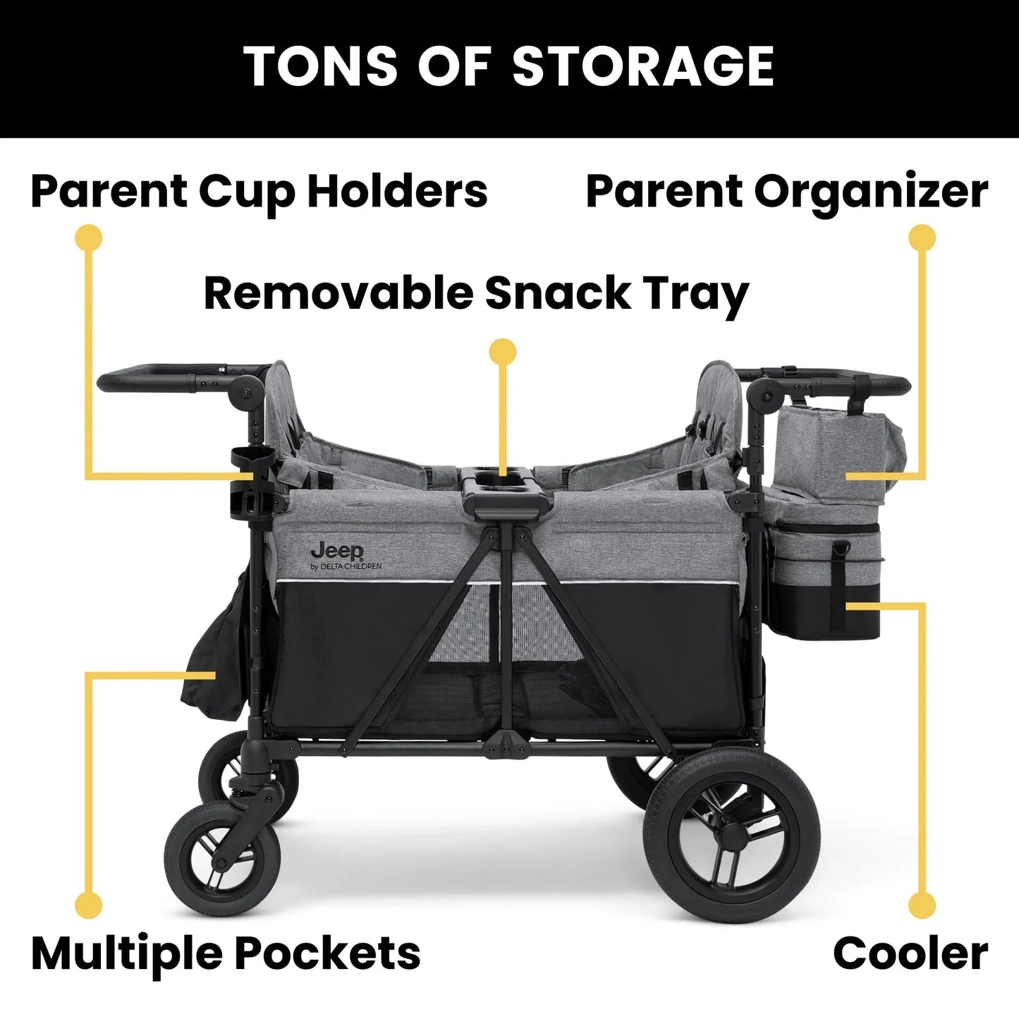 Delta Children's Jeep Wrangler Deluxe 4-Seater Stroller Wagon