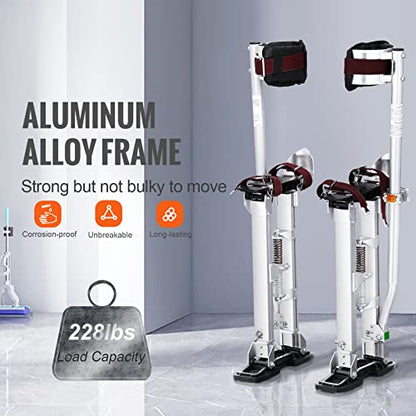 VEVOR Drywall Stilts, 18''-30'' Adjustable Aluminum Tool Stilts with Protective Knee Pads