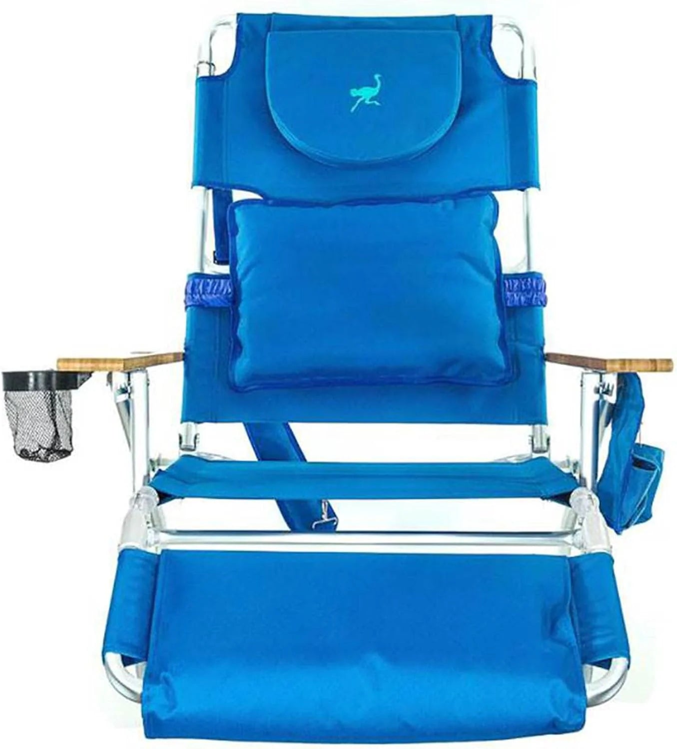 Deluxe 3 in 1 Beach Chair with Face Opening - Portable, Reclining Lounger for Tanning - Face Hole for Reading on Stomach - Padded Footrest, Removable Pillow - Aluminum