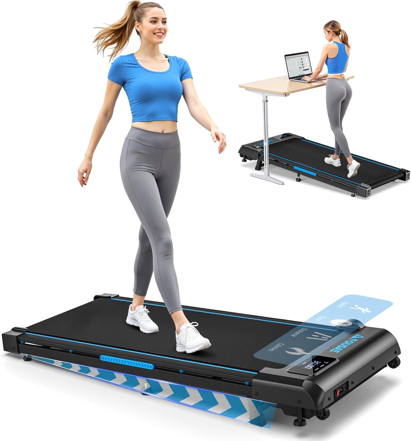 FOUSAE Walking Pad Treadmill for Home, 6.2MPH, 350LBS Capacity