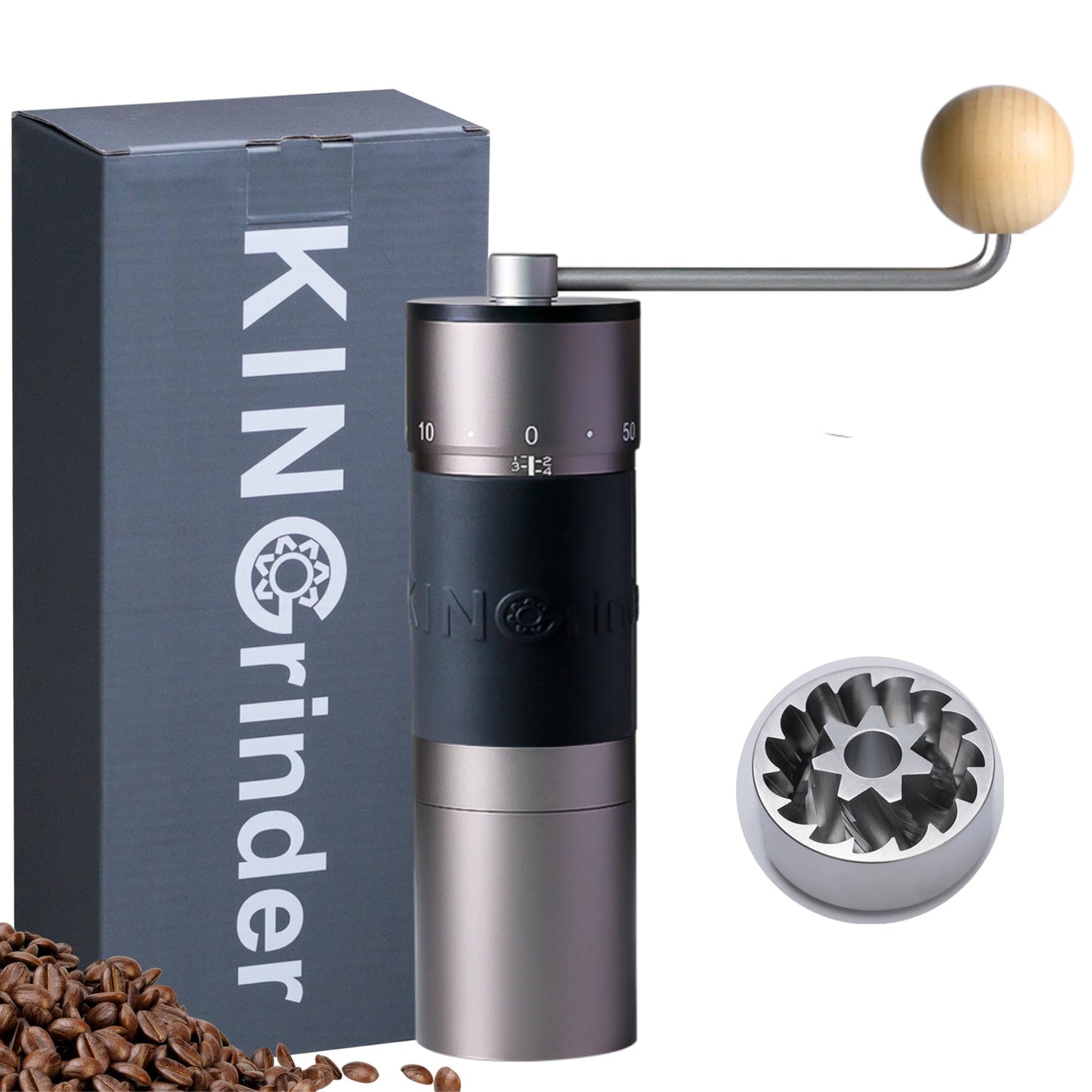 KINGRINDER K6 Manual Hand Coffee Grinder - Stainless Steel Burr Mill