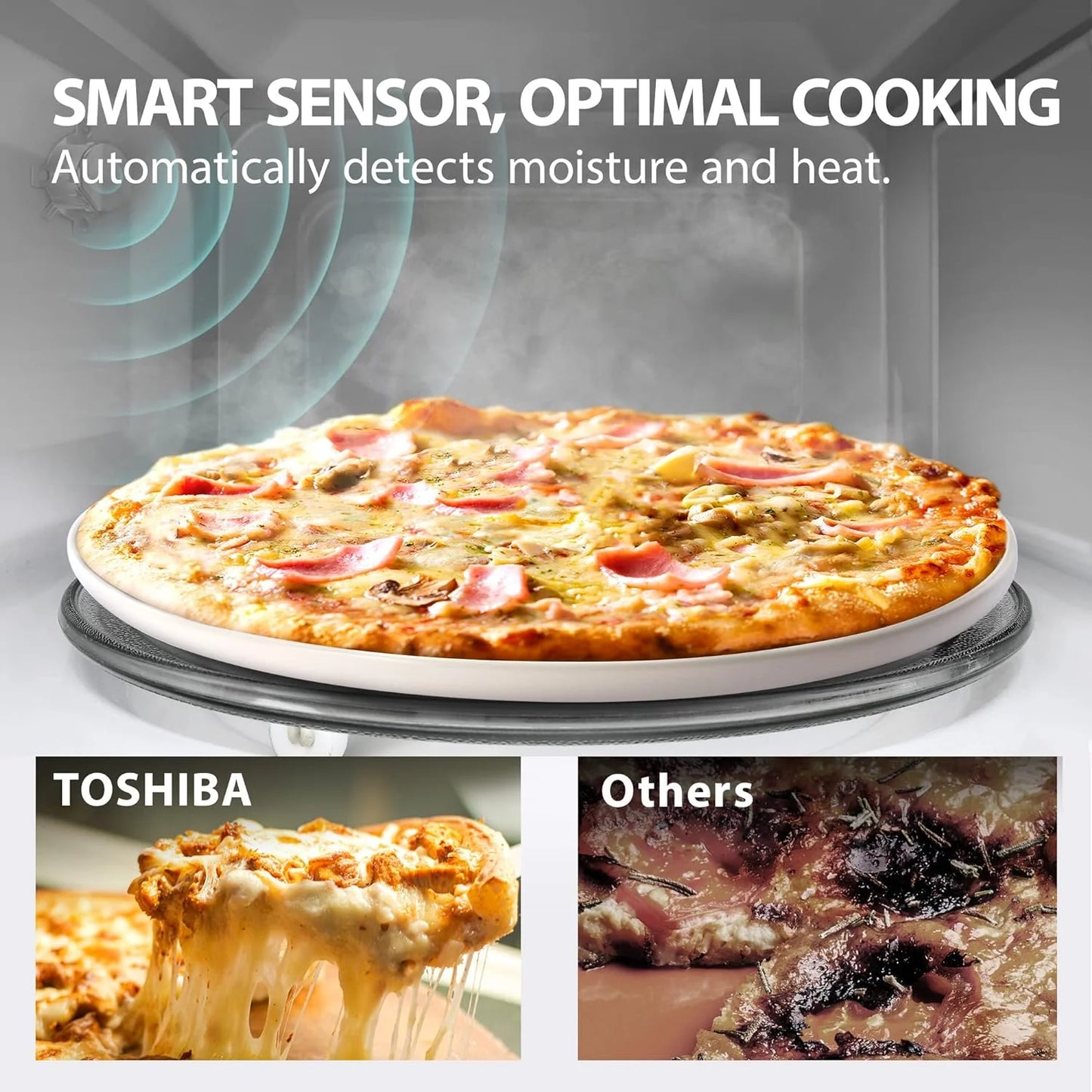 TOSHIBA 4-in-1 ML-EC42P(SS) Countertop Microwave Oven, Smart Sensor, Convection, Air Fryer Combo, Mute Function, Position Memory 13.6" Turntable, 1.5 Cu Ft, 1000W, Silver