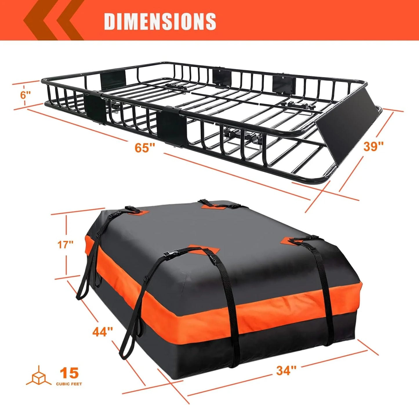 Folding hitch mounted cargo basket 60" With hook stabilizer, net and straps