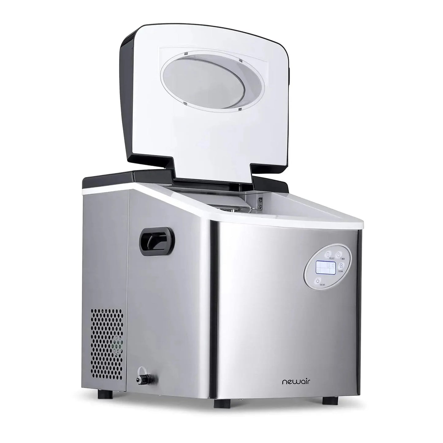 Newair Portable Ice Maker 50 lb. Daily, 12 Cubes in Under 7 Minutes - Compact Countertop Design - 3 Size Bullet Shaped Ice - for Kitchen/Office/RV/Bar - Stainless Steel