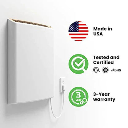 Envi Plug-in Electric Panel Wall Heaters for Indoor Use, Energy Efficient 24/7 Heating w/Safety Sensor Protection