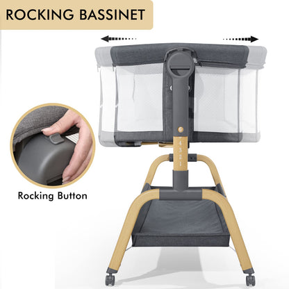 JIMGLO 3 in 1 Baby Bassinet - Bedside & Rocking Crib