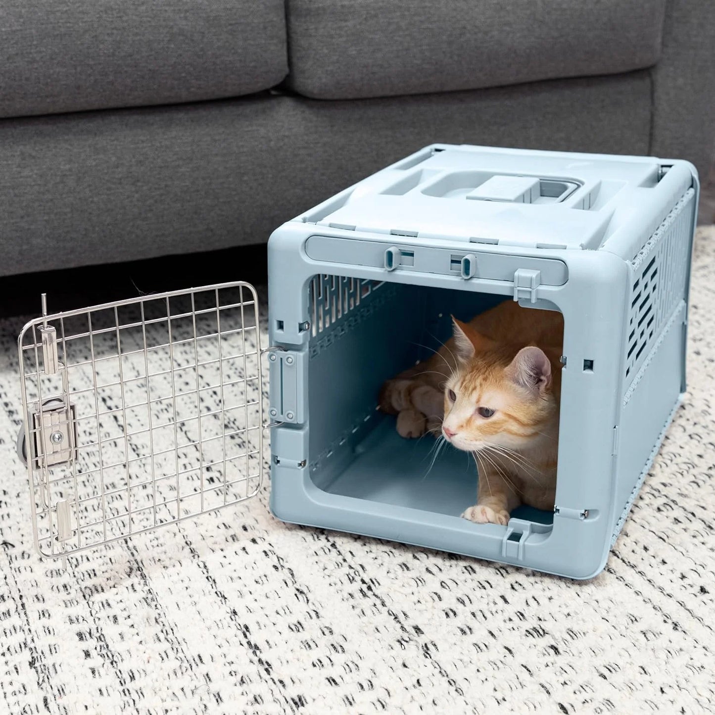 Designs Plastic Kennels Rolling Plastic Airline Approved Wire Door Travel Dog Crate, XXX-Large, Gray