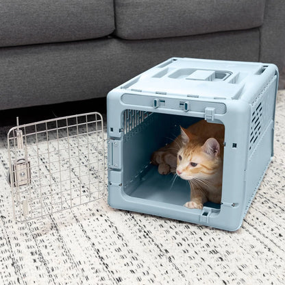 Designs Plastic Kennels Rolling Plastic Airline Approved Wire Door Travel Dog Crate, XXX-Large, Gray