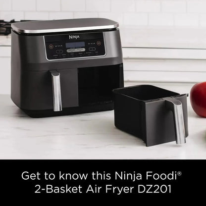 Ninja Foodi 10QT 6-in-1 DualZone Smart XL Air Fryer, 2 Independent 5QT Baskets, Smart Cook Thermometer, Match Cook, Smart Finish, Air Fry, Roast, Bake, Dehydrate, Reheat, Grey, DZ550
