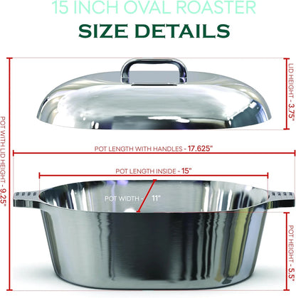 Cast Aluminum Dutch Oven - 8 Quart - Oval Dutch Oven Pot with Lid for Families and Parties - Lightweight Cajun Cookware with Ideal Heat Distribution - Oval Roaster Pan with Lid (13 Inch)