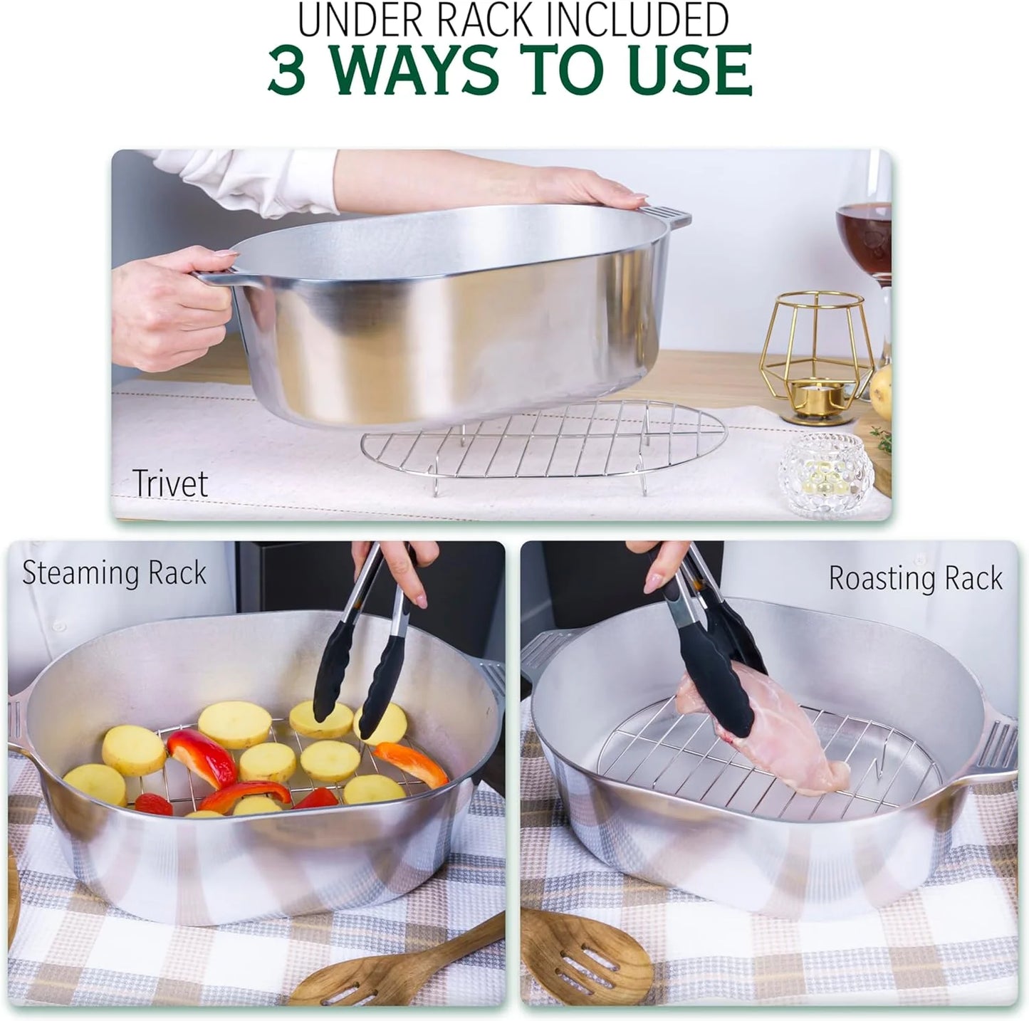 Cast Aluminum Dutch Oven - 8 Quart - Oval Dutch Oven Pot with Lid for Families and Parties - Lightweight Cajun Cookware with Ideal Heat Distribution - Oval Roaster Pan with Lid (13 Inch)