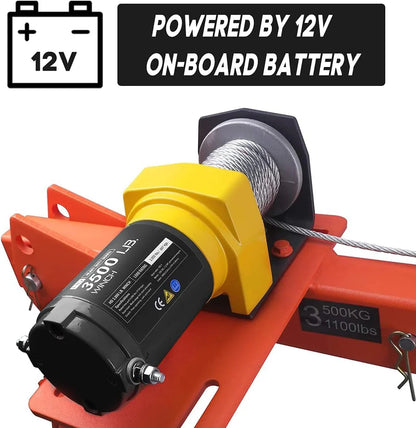 Pismire Winch Versatile 0.5T Folding Truck-Mounted Bed Crane Hoist Lift Pickup with Electric Winch 3500 lb 12V, Painted Steel 1100 lb Pickup 360 Swivel Base