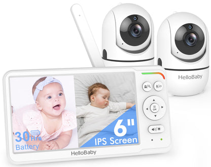 HELLOBABY Baby Monitor with 2 Cameras & 6" Split Screen